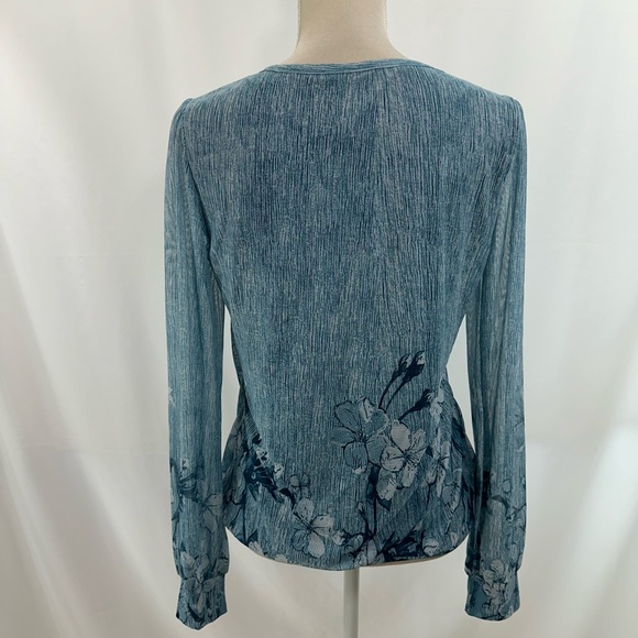 Timeson Women's Long Sleeve Scoop Neck Pleated Front Fitted Blouse Tops LARGE - Picture 5 of 11